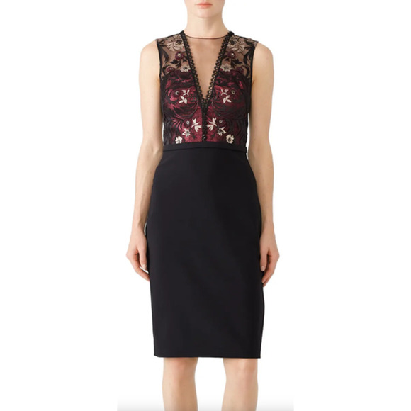 Theia Burgundy Midnight Dress Sheath Black 4 - Picture 1 of 14